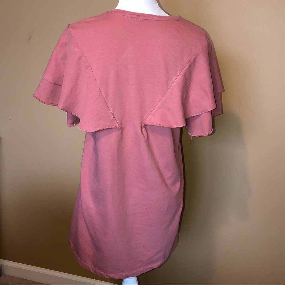 Zara salmon pink ruffle T-shirt dress - Picture 3 of 6